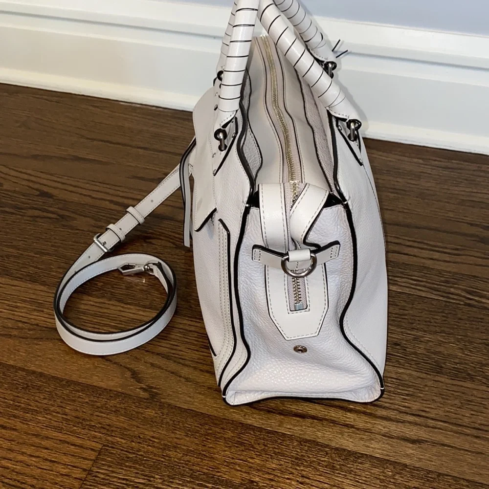 Rebecca Minkoff Bree Large Top Zip Leather Satchel In Putty